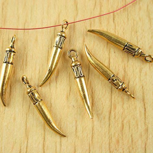 50pcs dark gold-tone ox's horn charms findings h1855