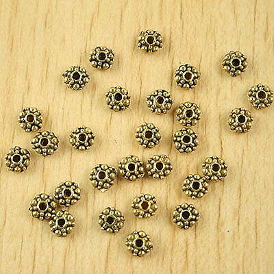 100pcs dark gold-tone studded flower spacer beads h2295