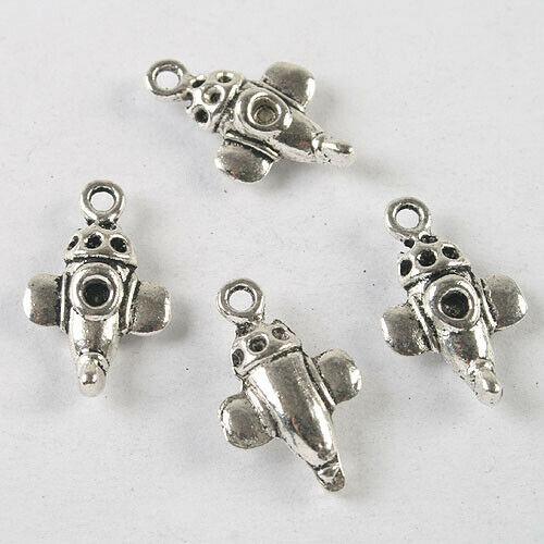 15pcs dark silver tone Aircraft pendant charm h3864