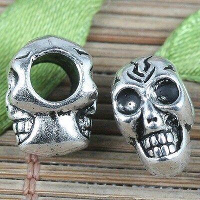 10pcs Tibetan Silver color skull spacer beads EF0238