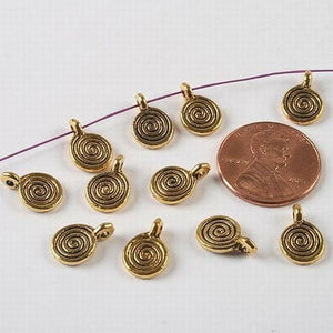 100pcs dark gold-tone 2sided swirl calabash charms h2353