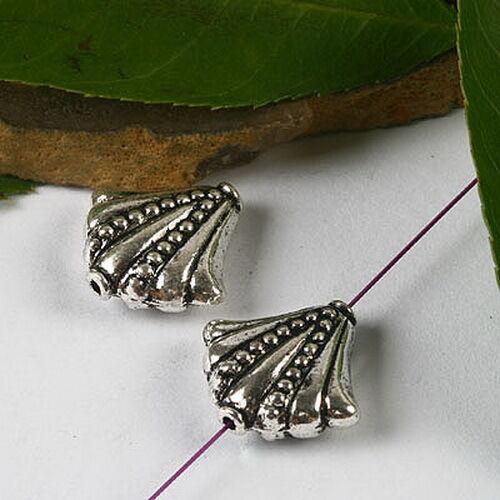 18pcs dark silver tone 2sided shell spacer beads h3125