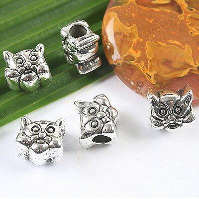 5pcs dark silver tone cute cat bracelet bead h3398