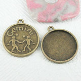 Pick ! A set (12kinds) constellations cabochon settings in antiqued bronze tone