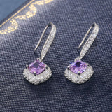 Fashion Square Crystal Drop Earrings Hook Rhinestones 925silver Plated x1 E511