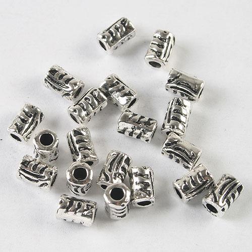 50pcs dark silver tone 6mm long spacer beads h3896