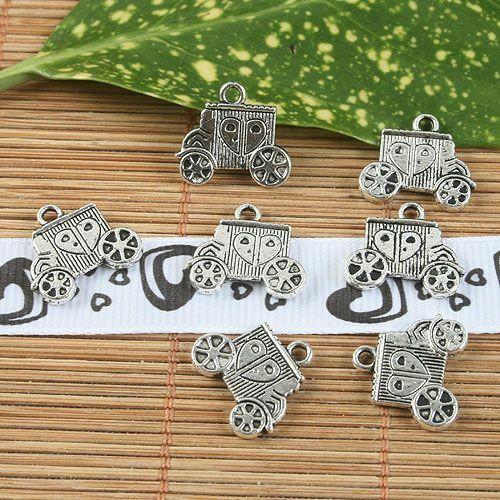 16pcs antiqued silver two sides truck pendant G1291