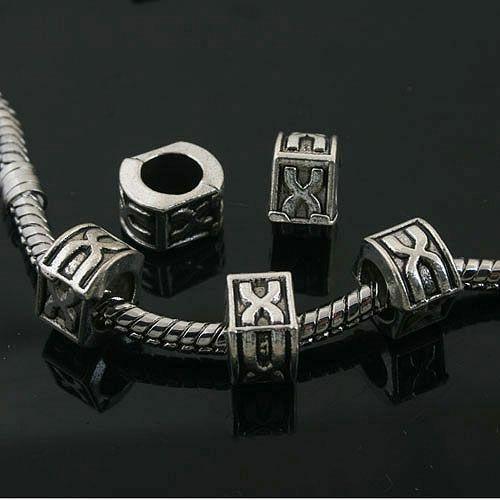 15pcs Tibetan Silver color 4sided X pattern Loose Beads Fit Eu Bracelet  L0009