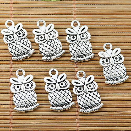 10pcs tibetan silver tone 2sided owl charms EF1738