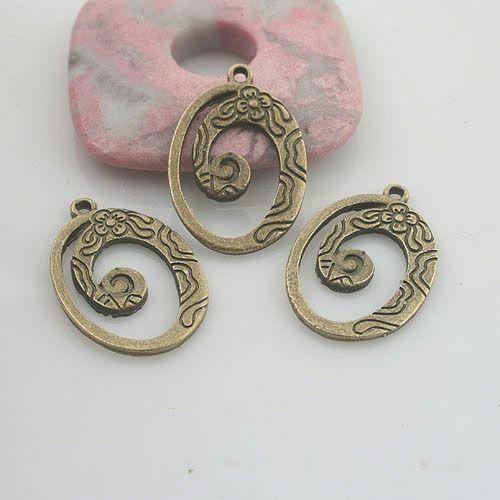 10pcs antiqued bronze color pattern pendant charm G1798