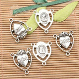 Three-colors to pick religious portrait heart connector  for jewerly making h3101 h3101-G h0014