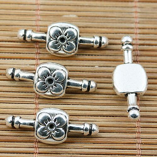 7pcs tibetan silver tone curved flower bar design EF1951