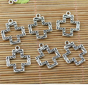 16pcs tibetan silver tone cross frame shaped charms EF1706