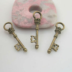 10pcs antiqued bronze color 2sided key design pendant charm G1740