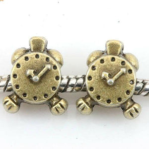 8pcs antiqued bronze 2sided alarm clock beads fit bracelet EF0169