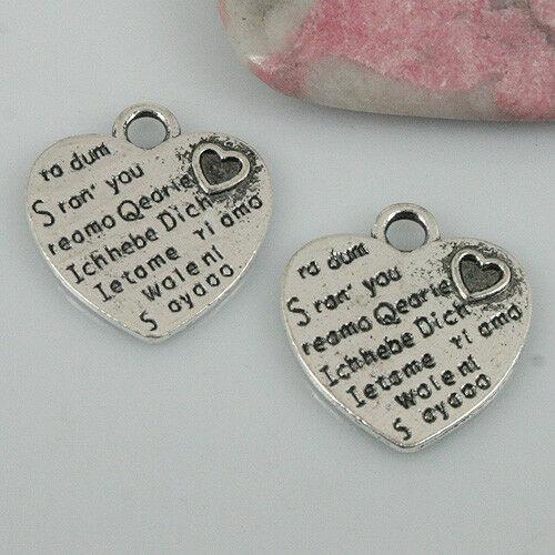 8pcs tibetan silver color heart shaped charms EF0451