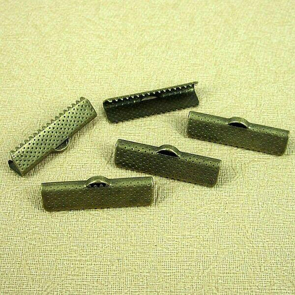 18pcs antiqued bronze 8mm long 2sided textured clip clasp  DIY making G2024