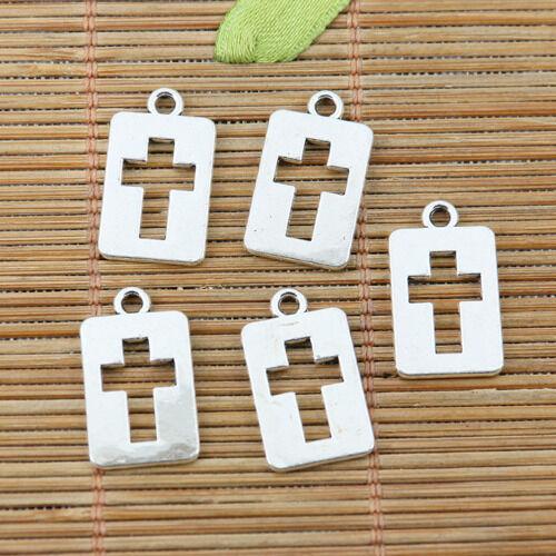 20pcs tibetan silver 2sided hollow cross shaped design charms EF2392