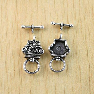 6sets Tibetan silver color pattern toggle clasp findings h1129