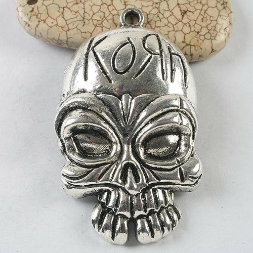 2pcs dark silver tone Awesome skull pendant  h3825