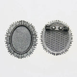 Lote de 2 cabujón ovalado de color plata tibetana de 25 x 35/25 x 18 mm, 30 x 40 mm y 13 x 18 mm, con diseño de broche.
