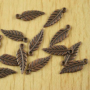 40pcs copper-tone leaf charms H1893