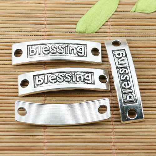 10pcs tibetan silver tone blessing curved bar connector EF2220