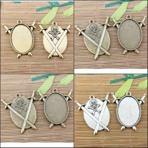 swords skull cabochon settings/photo frame design Mixed lot 3pcs EF2521-2523