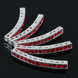 RED Rhinestone Curved alloy Bar Connector 40x4mm shinny silver 4pcs ME1141