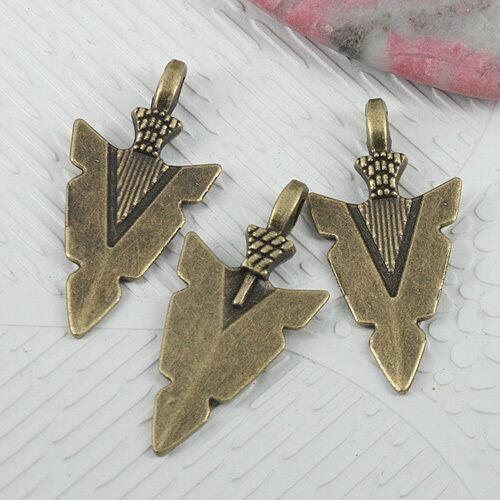 14pcs antiqued bronze color arrow of head charms EF0615