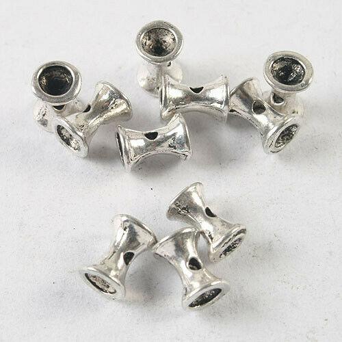 50pcs dark silver tone 6mm long spacer beads h3647