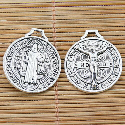 6pcs Tibetan silver Jesus round charms EF1386