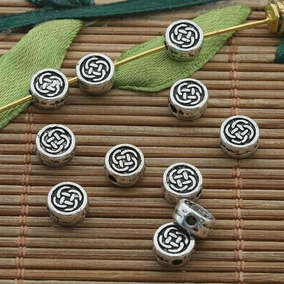 50pcs dark silver tone round spacer beads h3323