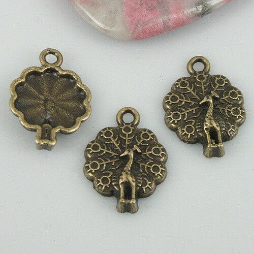 12pcs antiqued bronze color peacock flower design charms EF0568