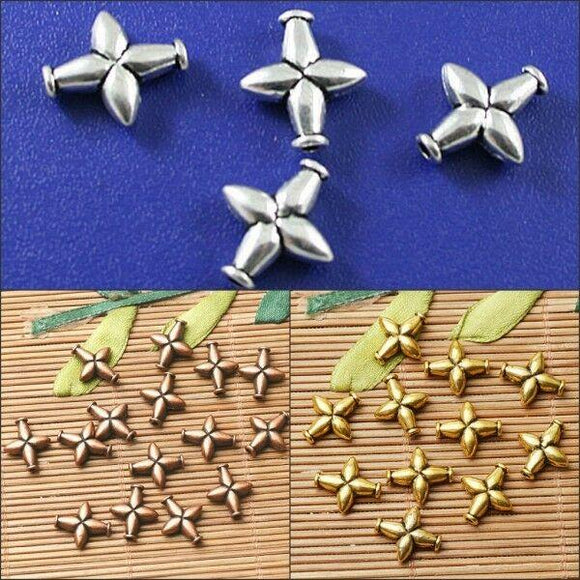 Three-colors to pick alloy matterial cross shaped loose bead for jewerly making