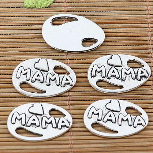 12pcs Tibetan silver heart mama findings EF1697