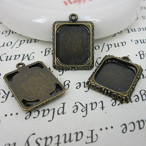 10pcs  antiqued bronze picture frame charm G462