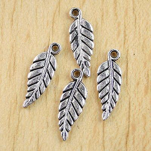 40pcs Tibetan silver leaves pendants  H0720