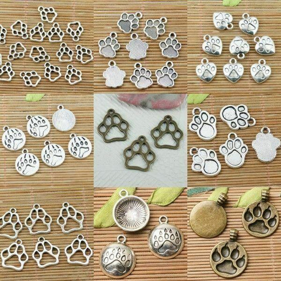 2- colors animal footprint design charms styles  DIY jewerly making  to choose