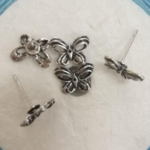 10pcs dark  silver color crafted butterfly design charming earring post  H0666