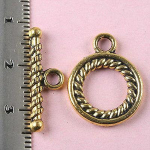 10sets dark gold-tone round toggle clasps h1362