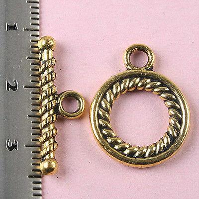 10sets dark gold-tone round toggle clasps h1362