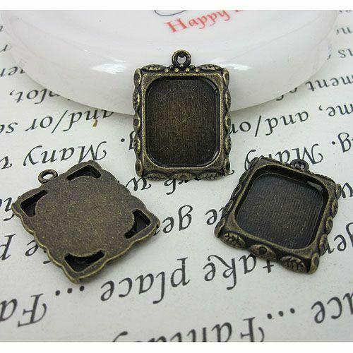 10pcs  antiqued bronze picture frame charm G467