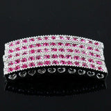 RosePINK Rhinestone Curved alloy Bar Connector 40x4mm shinny silver 4pcs GA136