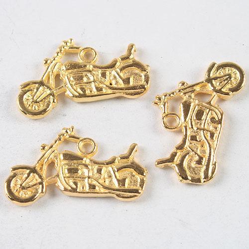 10pcs gold tone Motorcycle pendant charm h3977