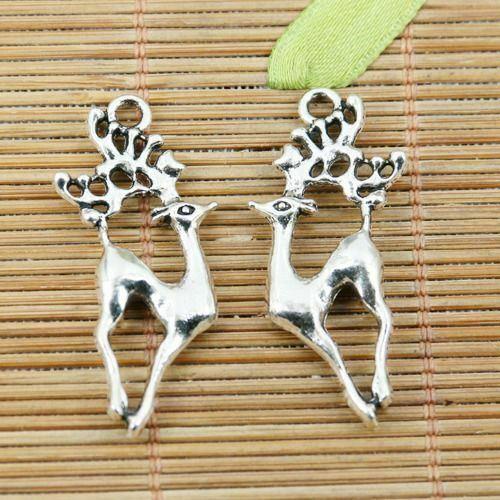 36pcs tibetan silver color 2sided deer design charms EF2266