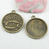 Pick ! A set (12kinds) constellations cabochon settings in antiqued bronze tone