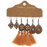 Fashion Jewelry Hook Earring geometric tassel Bohe Earring 3pair/set