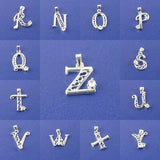 SILVER plated Alphabet Letters for 26pcs with Crystal Rhinestone pendant charms