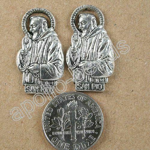 6pcs dark silver tone SAN PIO Father charm 25mm h3920